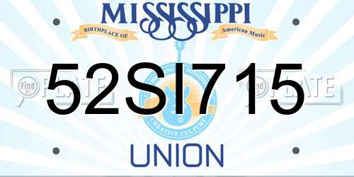 52SI715 Mississippi License Plate