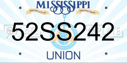 52SS242 Mississippi License Plate
