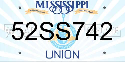 52SS742 Mississippi License Plate