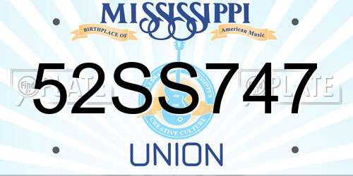 52SS747 Mississippi License Plate