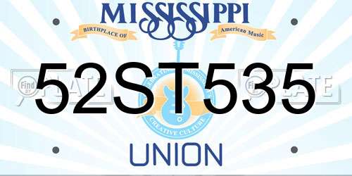 52ST535 Mississippi License Plate