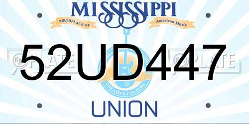 52UD447 Mississippi License Plate