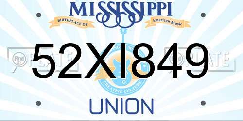52XI849 Mississippi License Plate