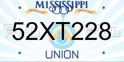 52XT228 Mississippi License Plate