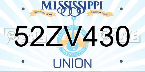 52ZV430 Mississippi License Plate