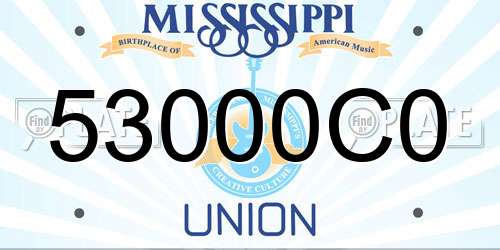 53000C0 Mississippi License Plate