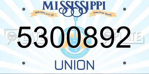 5300892 Mississippi License Plate