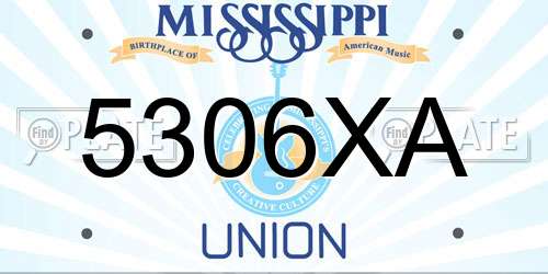 5306XA Mississippi License Plate