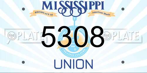 5308 Mississippi License Plate