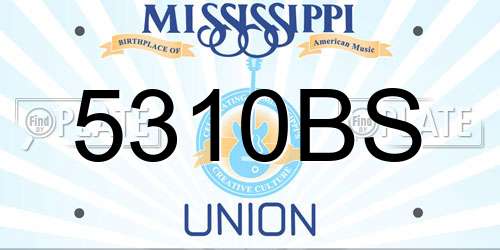 5310BS Mississippi License Plate