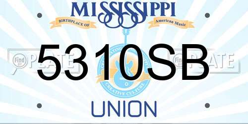 5310SB Mississippi License Plate