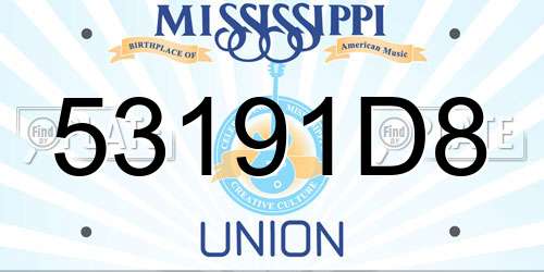 53191D8 Mississippi License Plate