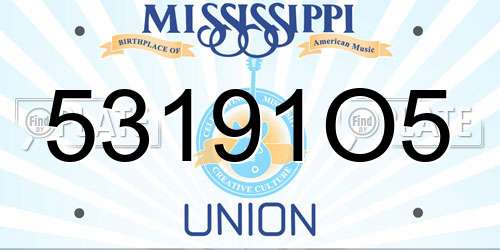 53191O5 Mississippi License Plate