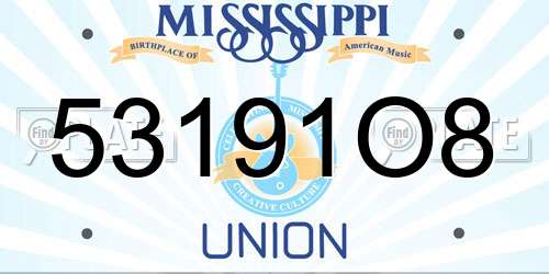 53191O8 Mississippi License Plate