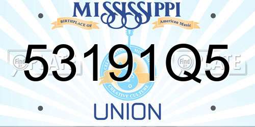 53191Q5 Mississippi License Plate