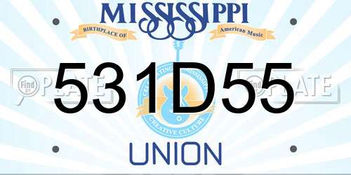 531D55 Mississippi License Plate