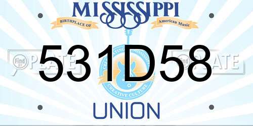 531D58 Mississippi License Plate