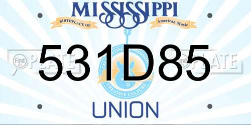 531D85 Mississippi License Plate