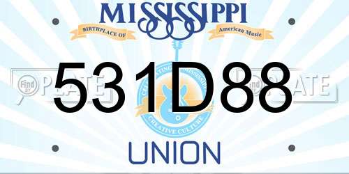 531D88 Mississippi License Plate