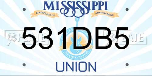 531DB5 Mississippi License Plate