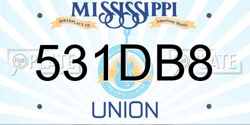 531DB8 Mississippi License Plate