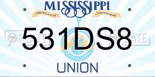 531DS8 Mississippi License Plate