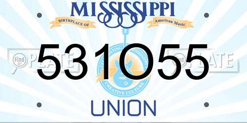 531O55 Mississippi License Plate