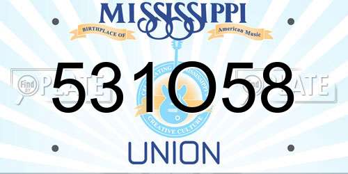 531O58 Mississippi License Plate
