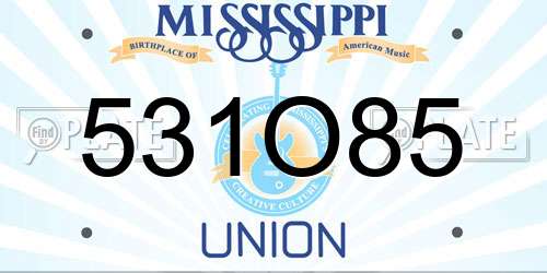 531O85 Mississippi License Plate