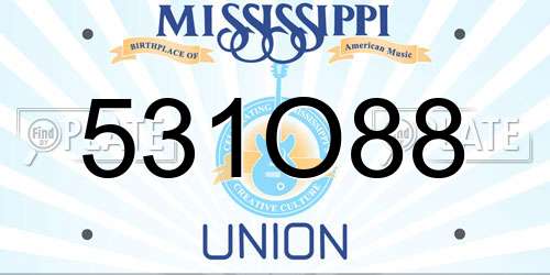 531O88 Mississippi License Plate