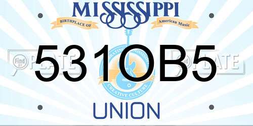 531OB5 Mississippi License Plate