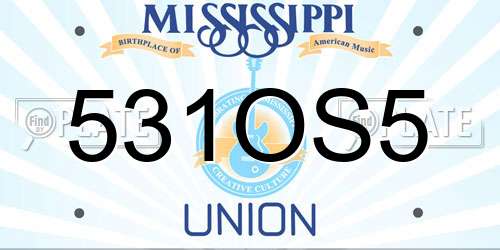 531OS5 Mississippi License Plate