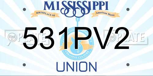531PV2 Mississippi License Plate