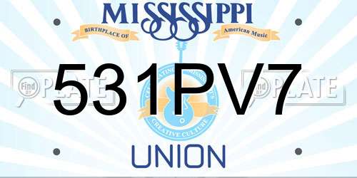 531PV7 Mississippi License Plate