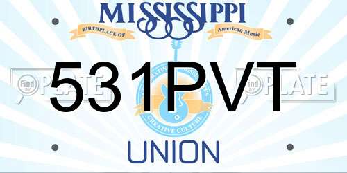 531PVT Mississippi License Plate