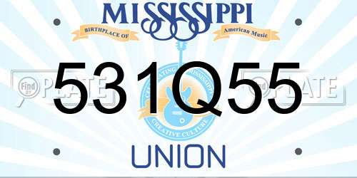 531Q55 Mississippi License Plate