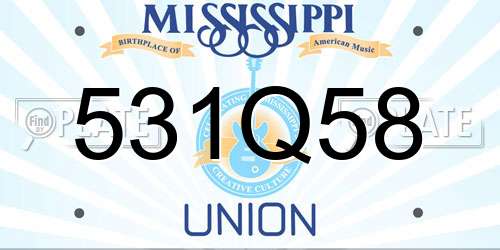 531Q58 Mississippi License Plate