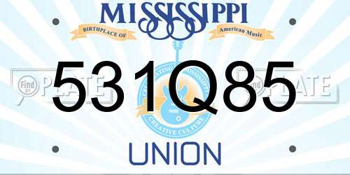 531Q85 Mississippi License Plate