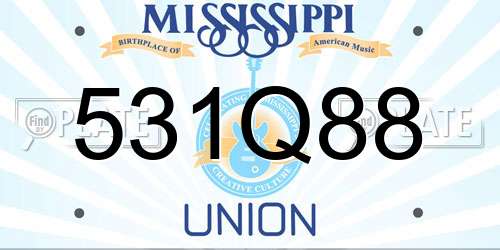 531Q88 Mississippi License Plate