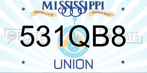 531QB8 Mississippi License Plate
