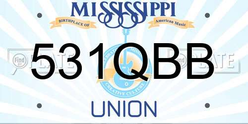 531QBB Mississippi License Plate
