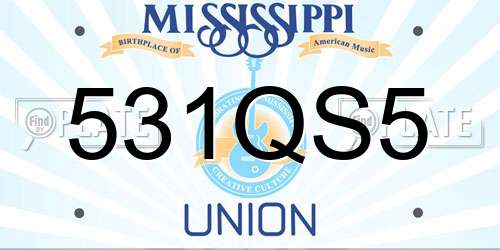 531QS5 Mississippi License Plate