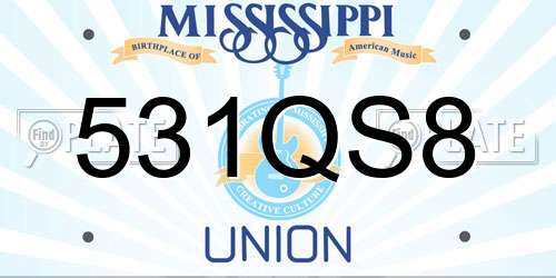 531QS8 Mississippi License Plate