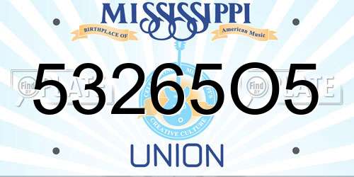 53265O5 Mississippi License Plate