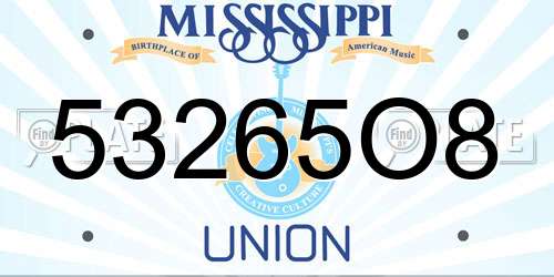 53265O8 Mississippi License Plate