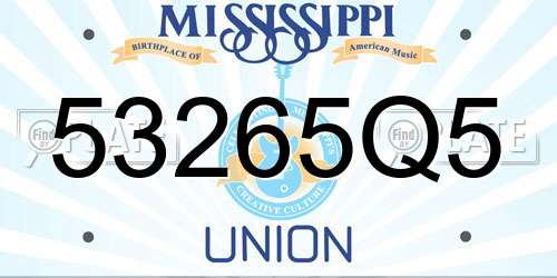 53265Q5 Mississippi License Plate