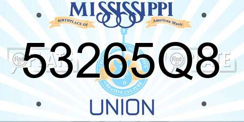 53265Q8 Mississippi License Plate