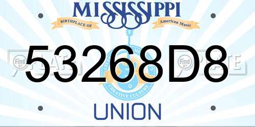 53268D8 Mississippi License Plate