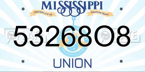53268O8 Mississippi License Plate