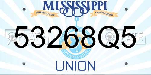 53268Q5 Mississippi License Plate